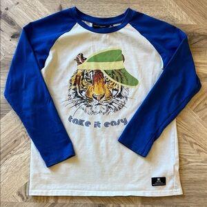 ROCK YOUR KID- Kids Tiger Graphic Long Sleeve Tee - Blue & White